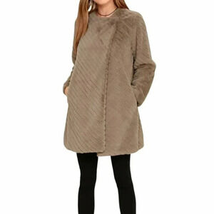 BB Dakota Winsford XS Taupe‎ Faux Fur Coat
